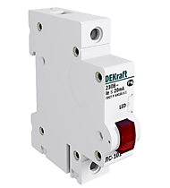 Лампа сигнальная светодиодная ЛС-101 DIN 1п красная 220В DEKraft